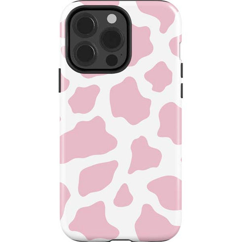 Pink Cow Print iPhone 15 Pro Impact Case